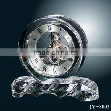 Fashion K9 Round crystal table clock with clear white crystal base