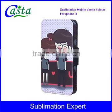 Customized Blank Sublimation PU Mobile phone holster Left and right open Sublimation cell phone holster for iphone 4