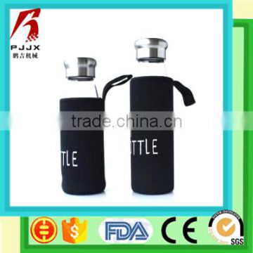 2015 high quality glass bottle with tea coat , BPA Free Glass Water Bottle