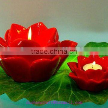 Resin lotus candle ornament Red lotus candle holder craft Wholesale ornament