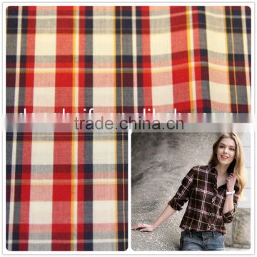 stripe check yarn dyed tc fabric long sleeve shirt for men or women