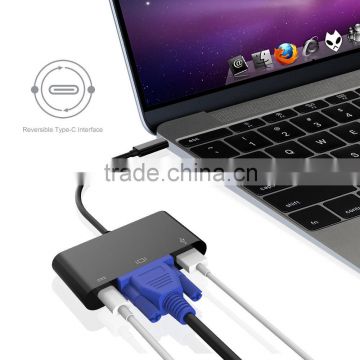 Type-C to VGA USB3.0 Type C 3-IN-1 Adapter Converter for New Macbook 12"