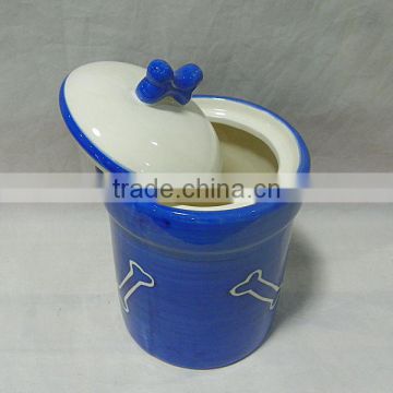 Column Shape Ceramic Dog Treat Jar