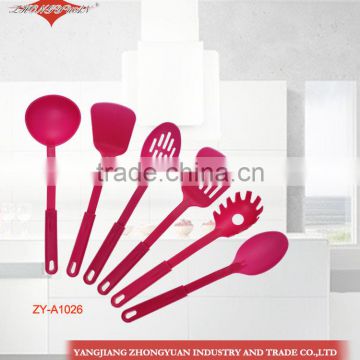 2014 hot sell 6 pcs set nylon plastic kitchenware with colorfui hook handle