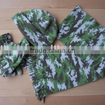 wind proof and warm polar fleece scarf hat glove sets for military use
