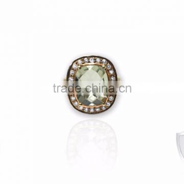 Sterling silver Gemstone Ring With Green Amthyst