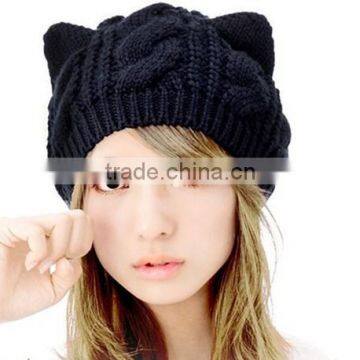 Funny animal shaped women's hat cat ear knitted hat