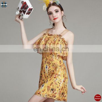T-D065 Sexy Summer Retro Printed Mature Ladies Party Dress