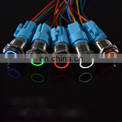 16mm Waterproof Metal Push Button Switch Ring and LED light 9-24V 12V 110V 220V Momentary Latching 1NO 1NC Wide Voltage
