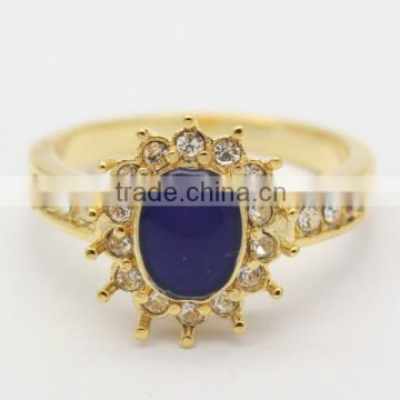 2014 latest design gold ring with blue diamond