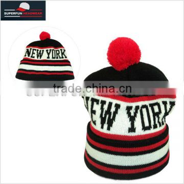 factory supply custom made knitted jacquard hat