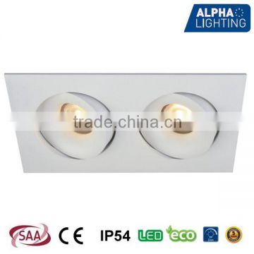 IP54 High quality 2*7W square adjustable dimmable anti-glare citizen cob downlight