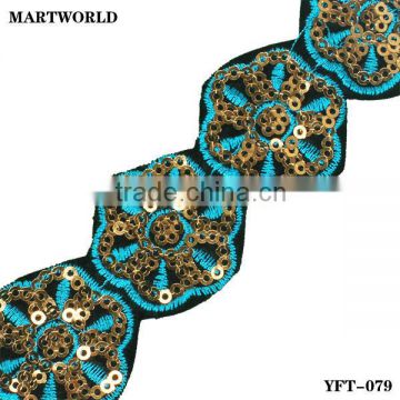 best selling fashionable sequined embroidery trim (YFT-079)
