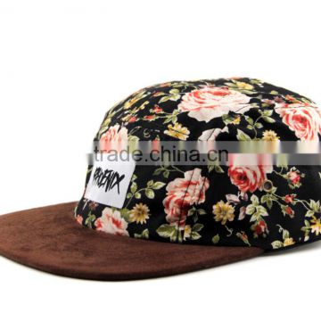 floral fabric 5 panel snapback caps