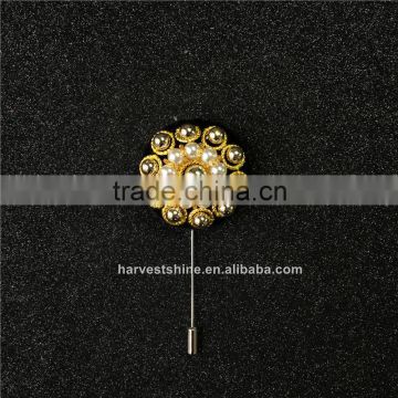 Fashion Shining Bulk Bead Lapel Pins Stick For Decorating,Rhinestone Pearl Garment Brooch Pin
