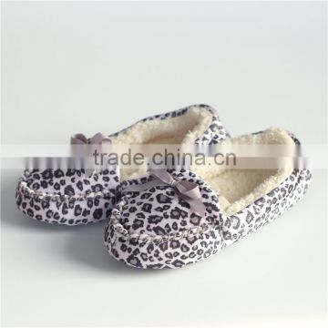 Fashion leopard print woman mocasion indoor slipper