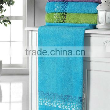 reactive dyed solid color jacquard border bath towels