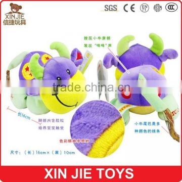 6inch farm animal soft baby toy plush rattle animal baby toy cheapest stuffed baby doll