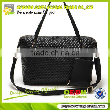 2013 black quilted pu shoulder bag promotional ladies fashion travel bag with coin pouch