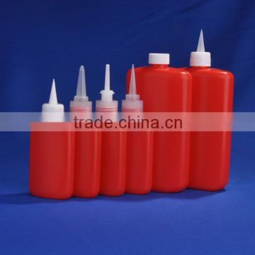 Empty plastic bottle for pre-applied/coated threaded fastener adhesive chemicals