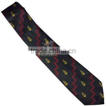 Corporation strip tie in black with logo