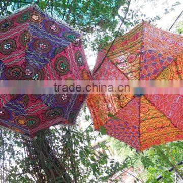 Handmade Sun Parasol Cotton Umbrella Vintage Heavy Embroidered Work 50 Pcs Lot