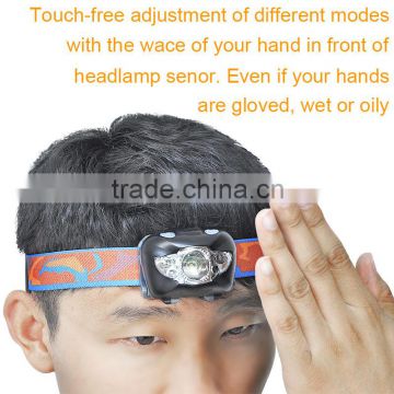 Camping protable infrared sensor switch led headlamp for outdoor sports