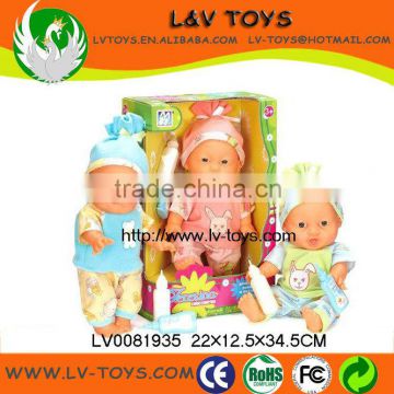 New product 14 Inch plastic baby doll toy with sound from China supplier for kid play with EN71/EN62115/6P/EMC/ROHS2.0/AZO