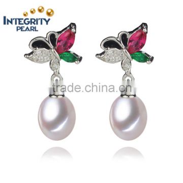 New pearl earrings 8-9mm AAA drop freshwater pearl earring jewelry