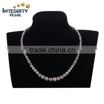16inches 3-9mm good design near round new fashion pearl long necklace 925