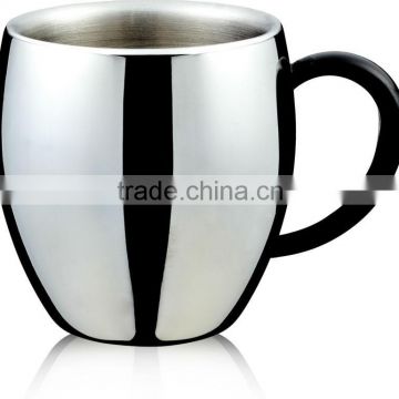 double wall metal beer cup/coffee cup with handle