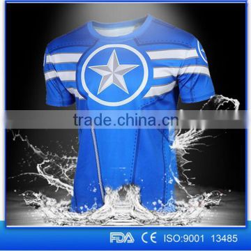 Breathable Soft Captain America T shirt Custom 3D Superhero Short Sleeve