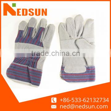 Protection patched construction cow split leather safety gloves