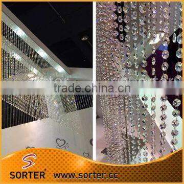 DIY octagon crystal beads for wedding stage decoration