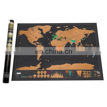 2017 travle wall world map mini scratch off foil layer coating poster