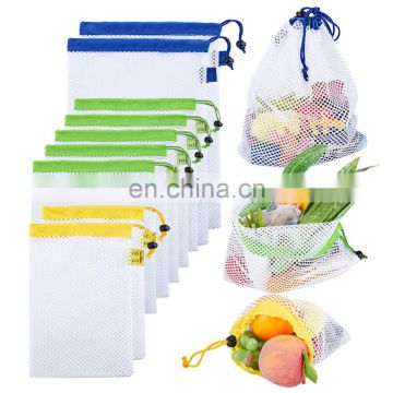 Reusable Mesh Produce Bags, See Through Mesh Bags with Tare Weight Tags for Fruit Vegetable