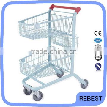 Popular 2-tier shopping trolley cart
