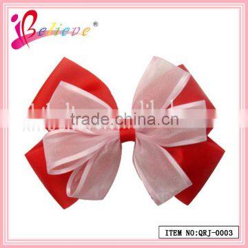 Factory wholesale reasonable price no fade no smell fabric ribbon bow ladies' fancy hair clip (QRJ-0003)