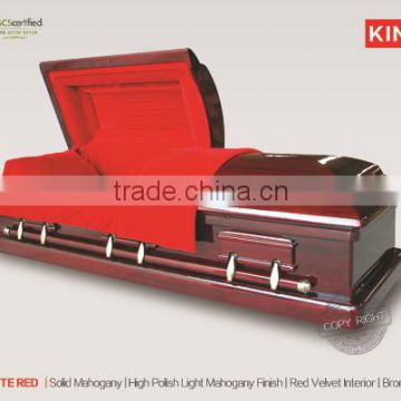 Magistrate Red solid wood casket with half coffin couch