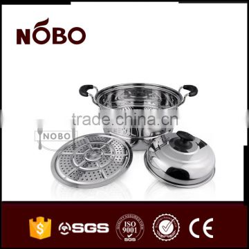 steel lid food warmer hot pot with steamer