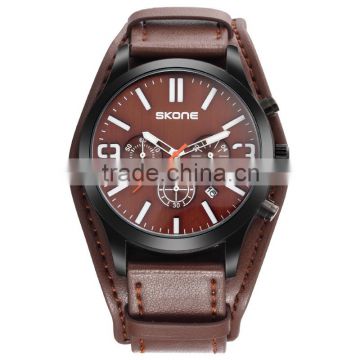SKONE 9449 new design leather wrap around watch men