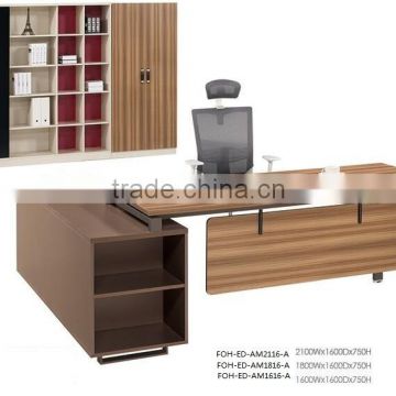 Chinese price modern walnut color executive working station desk and chair (FOH-ED-AM2116-A)