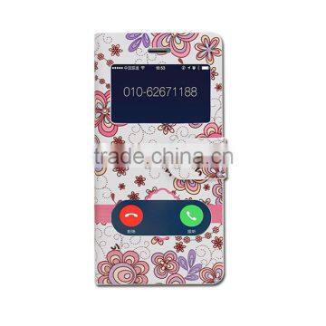 2015 popular OEM flower pattern flip case cover for LG L5x