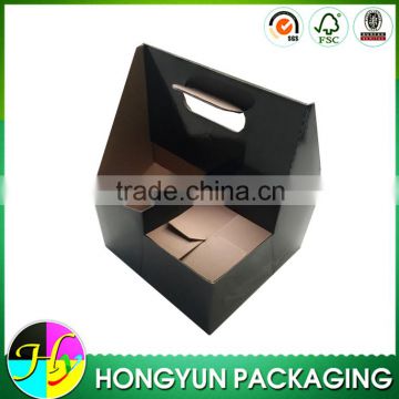 custom design black corrugated disposable cup carrier