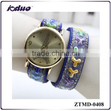 New Arrival Tower Pattern Cute Design Leather Watches