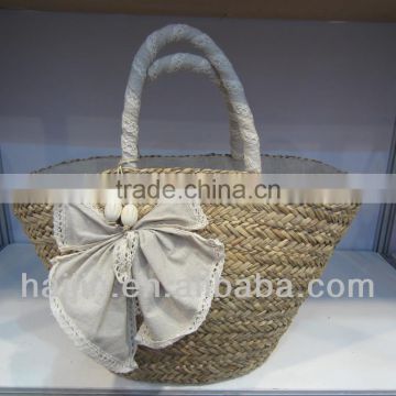 natural seagrass handmade fashion tote bag with decoration