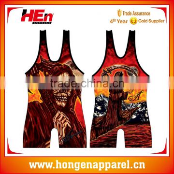 Hongen apparel wholesale cheap custom sublimated kids wrestling gear wrestling singlets Adult wrestling suits