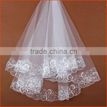 Hot Sale Long Lace Muslim Trim Bridal Wedding Veils