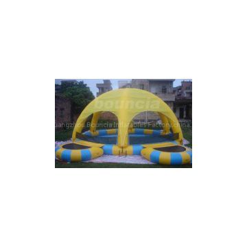 Orange Outdoor Inflatable Water Pool IP38 with Tent Cover and Trampoline