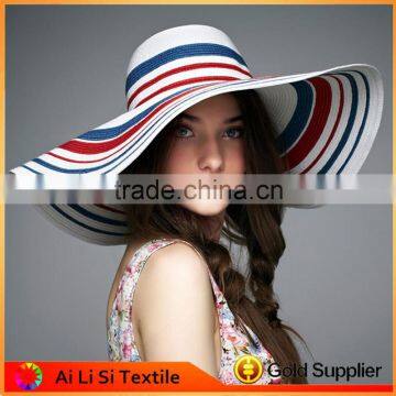 Girl Wode Brim Fedora Hat, Strip Beach Hats, Sun Visor Hat